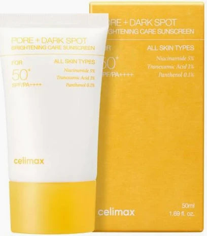Protector solar iluminador CELIMAX Pore + Dark Spot Brightening Care Sunscreen SPF50+ PA++++ 50ml